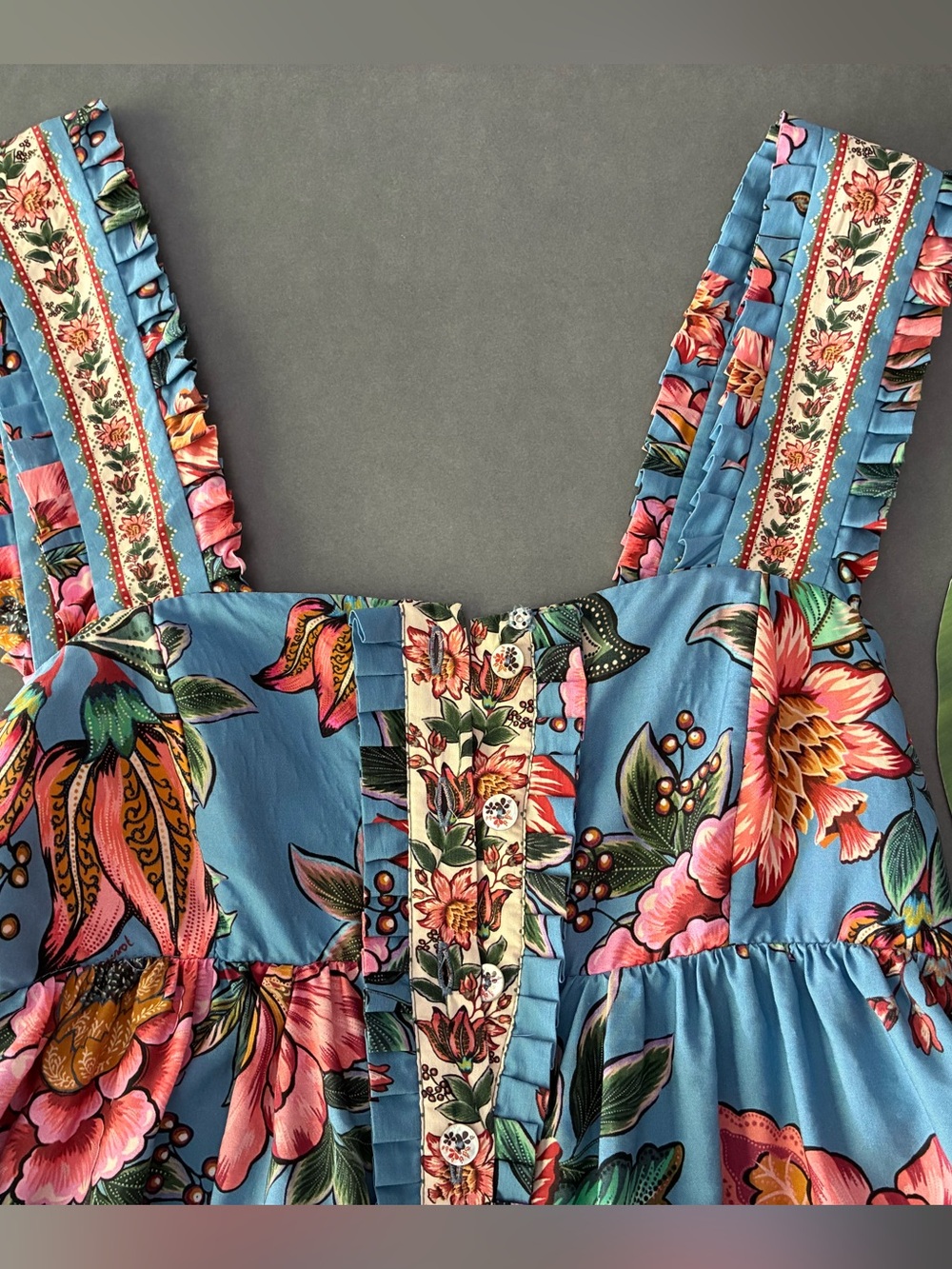 FARM Rio Wonderful Bouquet Blue Sleeveless Maxi Dress Size XS - Picture 10 of 14